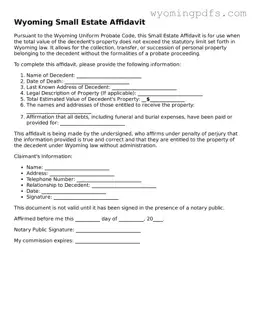 Blank Wyoming Small Estate Affidavit Form