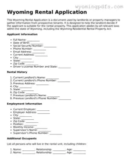 Blank Wyoming Rental Application Form