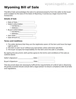 Blank Wyoming Bill of Sale Form