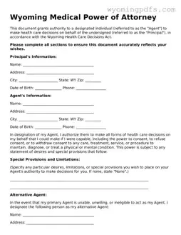 Blank Wyoming Medical Power of Attorney Form