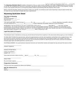Blank Wyoming Quitclaim Deed Form